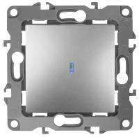 12-1102-03 ЭРА Выключатель с подсветкой, 10АХ-250В, IP20, Эра12, алюминий (10/100/3200)