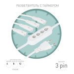 4х IEC C5 3 pin+timer (4/8/12 H) 2 m  Разветвитель сетевой для линейных светильников ЭРА 4х IEC C5 3pin+timer на 4 точки с таймером 4, 8, 12H 2 м