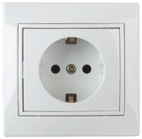 1А-206-01 Intro Розетка 2P+E Schuko со шторками, 16А-250В, СУ, Al+Cu, Plano, белый (10/200/2000)