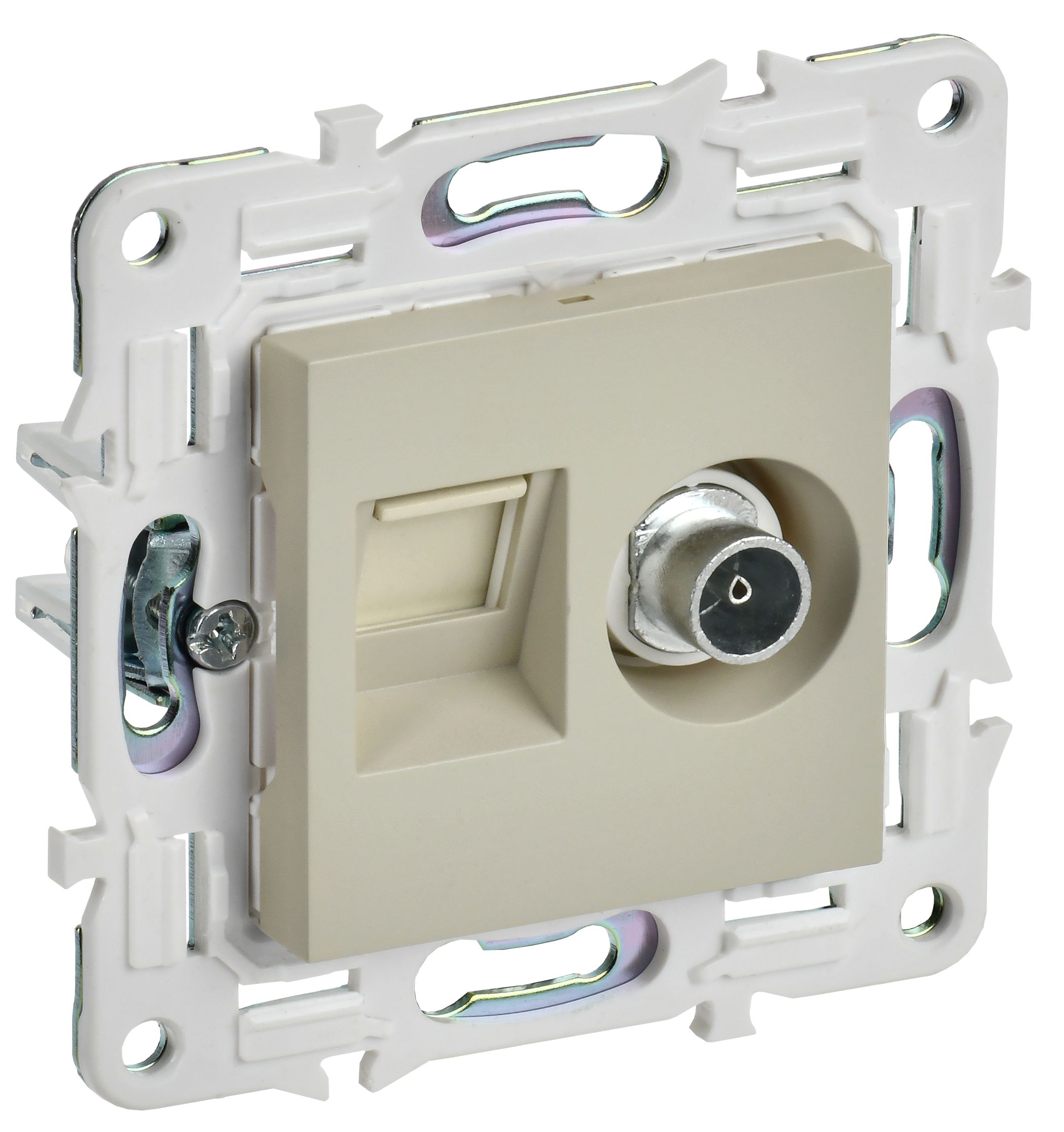 SKANDY Розетка двойная TV+RJ45 кат.6E SK-A15B бежевый IEK