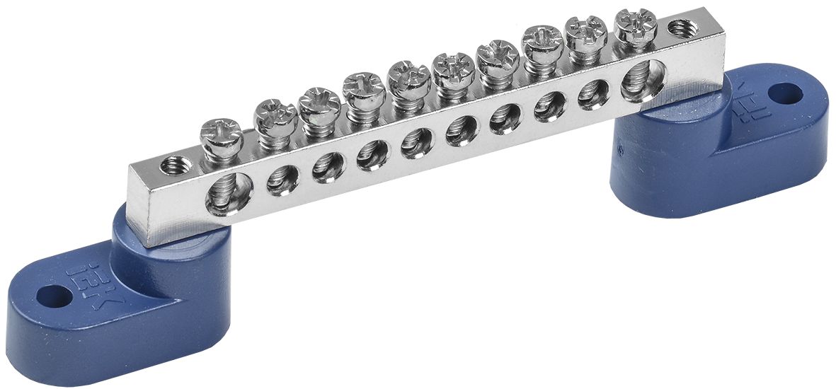 Шина N "ноль" на двух угловых изоляторах с никелевым покрытием ШНИ-6х9-10-У2-С IEK