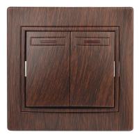 1-105-10 Intro Выключатель двойной с подсветкой, 10А-250В, IP20, СУ, Plano, венге (10/200/2400)