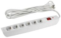 Сетевой фильтр ЭРА  SFX-6es-2m-W с надежной защитой с заземлением с выключателем 6 розеток 2м 10А белый