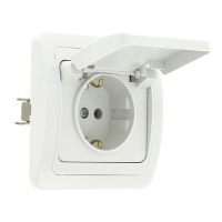 Лондон Розетка 1-местная с заземлением и крышкой 16А белая с защ. штор. EKF PROxima