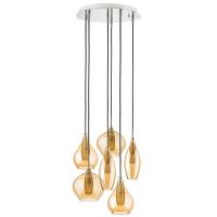 803063 Подвес PENTOLA 6х25W G9 ХРОМ/ЯНТАРЬ