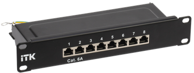 ITK 1U патч-панель кат.6A STP 8 портов 10 Dual IDC