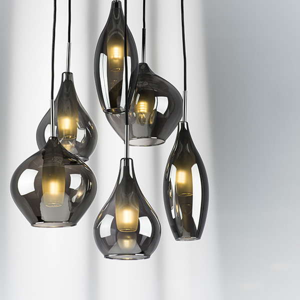 803067 Подвес PENTOLA 6х25W G9 ХРОМ/ДЫМЧАТЫЙ