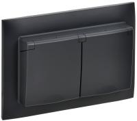 SKANDY Розетка 2-местная и крышкой 16А в сборе IP44 SK-R12Bl черный IEK