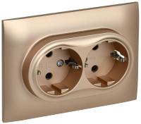 SKANDY Розетка 2-местная с заземлением с защитными шторками 16А в сборе SK-R07Sa песочный IEK