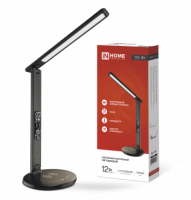 Светильник наст сд PLUS ССО-18Ч 12Вт 3-6,5К 600Лм сенс, с бесп зар, часы, темп с адап ЧЕРНЫЙ IN HOME