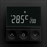 Термостат с датчиком пола, программируемый, 16 A, 55*55 мм.черный, клавиши настройки