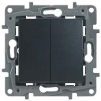 Legrand Etika Антрацит Выключатель 2-клавишный  авт.клеммы  10 AX  250 В