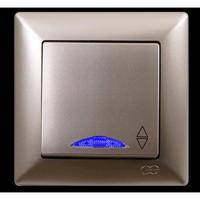 VS2825108 Выкл. 1-клав. проходной с подсветкой бежевый металлик