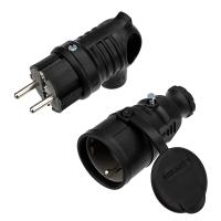 Набор розетка переносная + вилка угловая 16 А, IP44 каучук REXANT