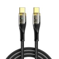 Кабель Type-C – Type-C, 5А, 100Вт, 1м, в черной нейлоновой оплетке со световой индикацией REXANT