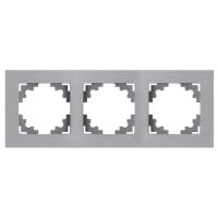Рамка 3-местная, металл, STEKKER, MFR00-7003-03, серия Катрин, серебро