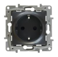 Legrand Etika Антрацит Розетка с/з со шторками  винт. клеммы  16А  250 В