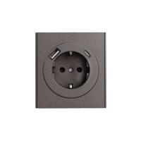 Розетка STRONG 1-ая с/з с/у з/ш 16А с USB A+C быстрой зарядки 5В/3А графит KRANZ