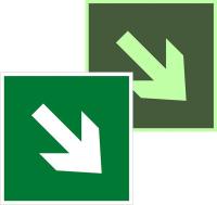 Знак наклейка E02-02 "Направляющая стрелка под углом 45" (150х150) фотолюминесцентный ГОСТ 12.4.026-2015 EKF PROxima