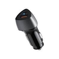 Автомобильное зарядное устройство с двумя портами (USB-A QC 3.0 + USB-C PD) со световой индикацией, 51Вт, черное REXANT