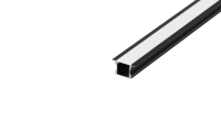 Встраиваемый алюминиевый профиль, 24х14,2х2000мм. В комплекте матовый экран, 4 торцевые заглушки, 4 крепежа, черный RAL9005