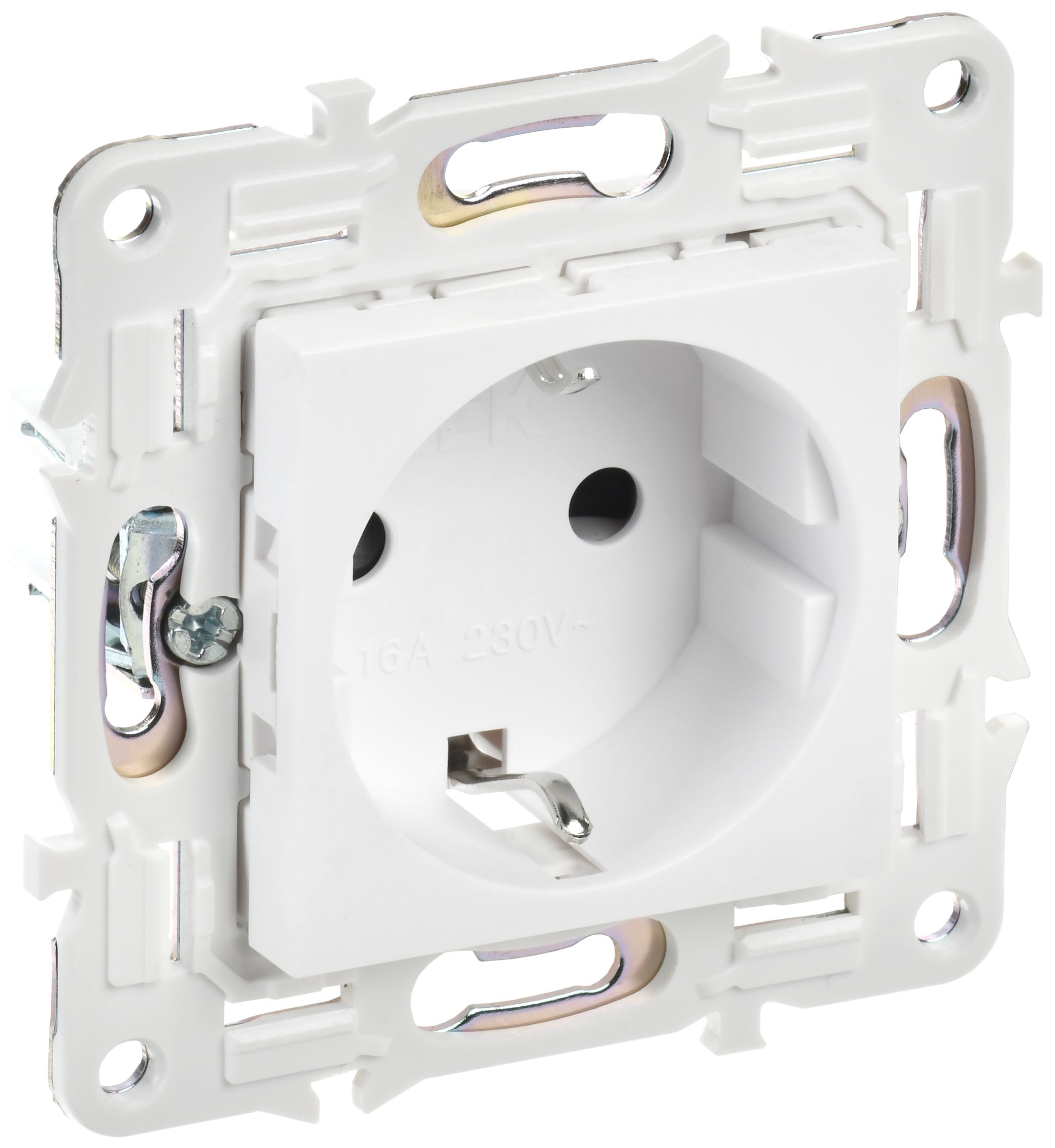 SKANDY Розетка с заземлением с защитными шторками 16А безвинтовое крепление SK-R06W арктический белый IEK