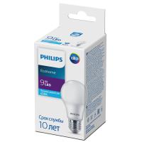 Лампочка светодиодная Philips Ecohome LED A60 9Вт 6500К Е27/E27 груша матовая, холодный дневной свет