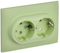 SKANDY Розетка 2-местная с заземлением без защитных шторок 16А в сборе SK-R08G мятный IEK