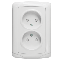 Мадрид Розетка 2-мест. 10А без заземления с защ. штор. белая EKF