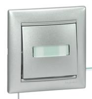 Legrand Valena Алюминий Выключатель кнопочный 1-клавишный 12V с подсв. и держателем этикетки