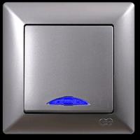 VS2815102 Выкл. 1-клав. с подсв. серебряный металлик