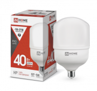 Лампа сд LED-HP-PRO 40Вт 230В Е27 с адаптером E40 4000К 3800Лм IN HOME