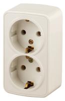3-204-02 Intro Розетка 2х2P+E Schuko, 16А-250В, IP20, ОУ, Polo, сл.кость (12/240/2880)