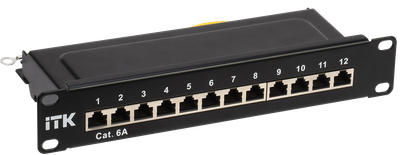 ITK 1U патч-панель кат.6A STP 12 портов 10 Dual IDC