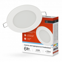 Панель сд встраиваемая круглая RLP 6Вт 230В 6500К 420Лм 120мм белая IP40 IN HOME