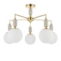 6580/5C CLASSI LN25 53 французское золото, серый/белый металл, керамика/стекло Люстра потолочная E14 5*40W 220V VIVIEN