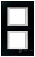 BT Axolute Черное стекло Рамка 2+2 мод прямоугольная (надпись вертикально)