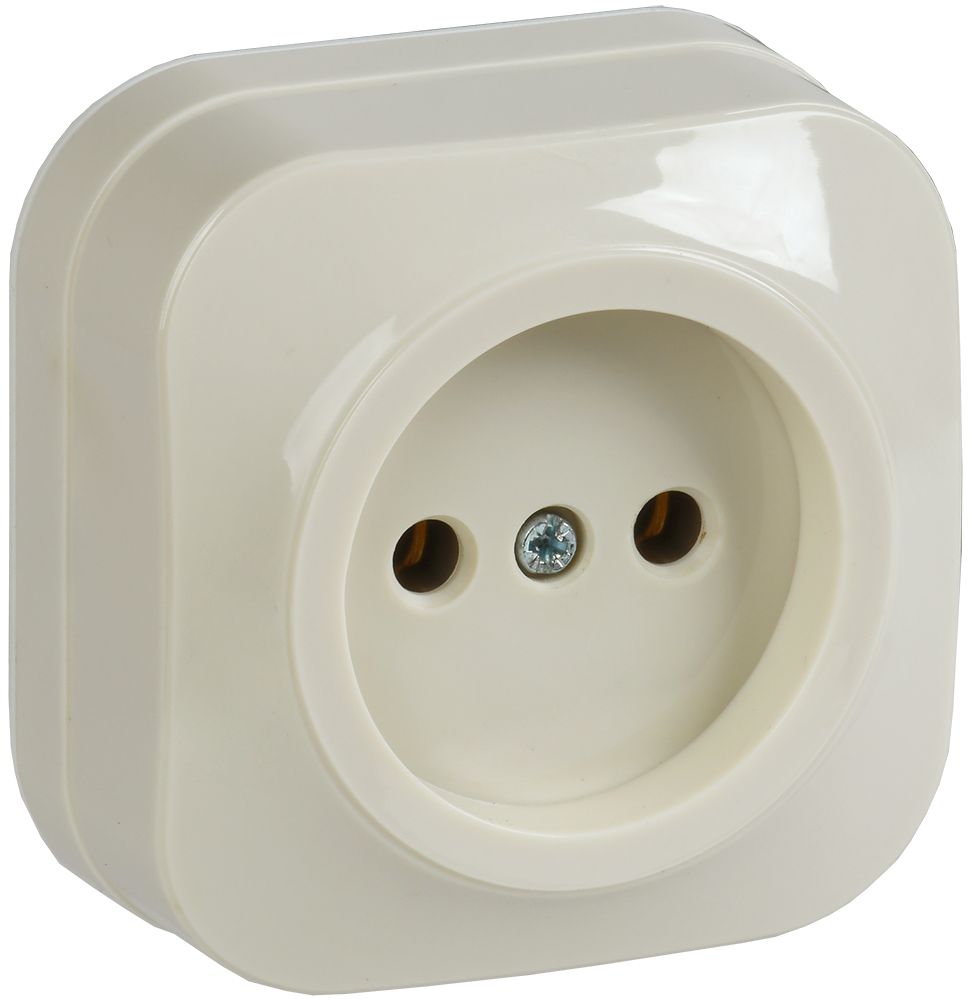 Розетка одноместная для открытой установки РС20-2-ХК без заземления 10А GLORY кремовый IEK