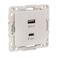 Стокгольм Механизм Розетки с 2USB type-A + type-C белый  EKF