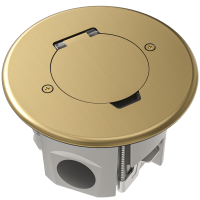 Лючок 2 мод. (1 мод. 45х45 мм.),  круглый, круглая крышка, золото, IP44, (с уст. набором)