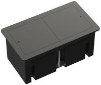 Настольный встраиваемый розеточный блок, сдвижные крышки, вороненая сталь, 4 мод. (2 мод. 45х45)