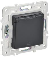 SKANDY Розетка 1-местная с заземлением с защитными шторками и крышкой 16А IP44 SK-R11T титан IEK