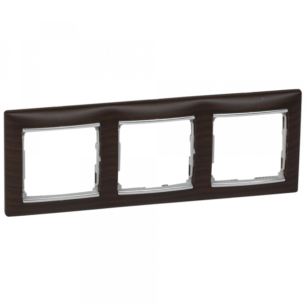 Legrand Valena Темное дерево/Серебро Рамка 3-ая горизонт.