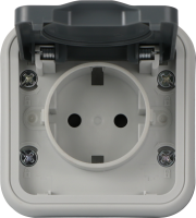 Рамка с крышкой для скрытой установки розетки одиночный, цвет серый, IP55, серия W55