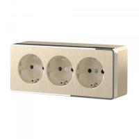 Розетка тройная с заземлением и шторками Gallant (шампань рифленый)/W5073110