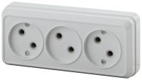 Розетка Intro Quadro 2-205-01 без заземления трехместная 3х2P, 16А-250В, IP20, ОУ, белый