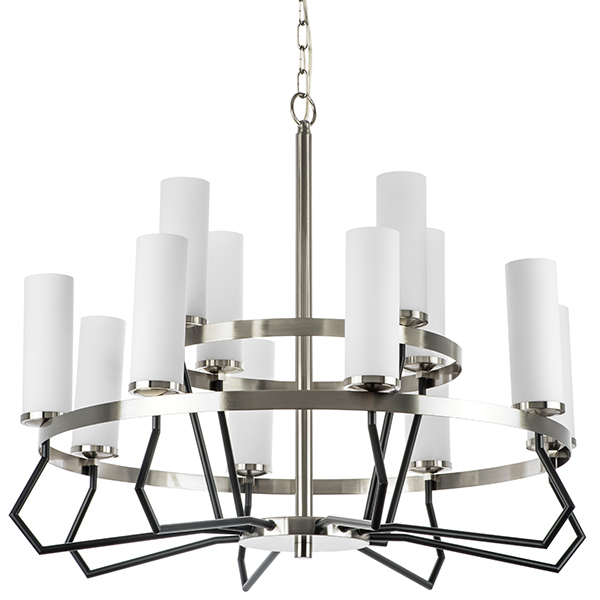 723125 Люстра FLUME 12х40W E14 ЧЕРНЫЙ МАТОВЫЙ/НИКЕЛЬ