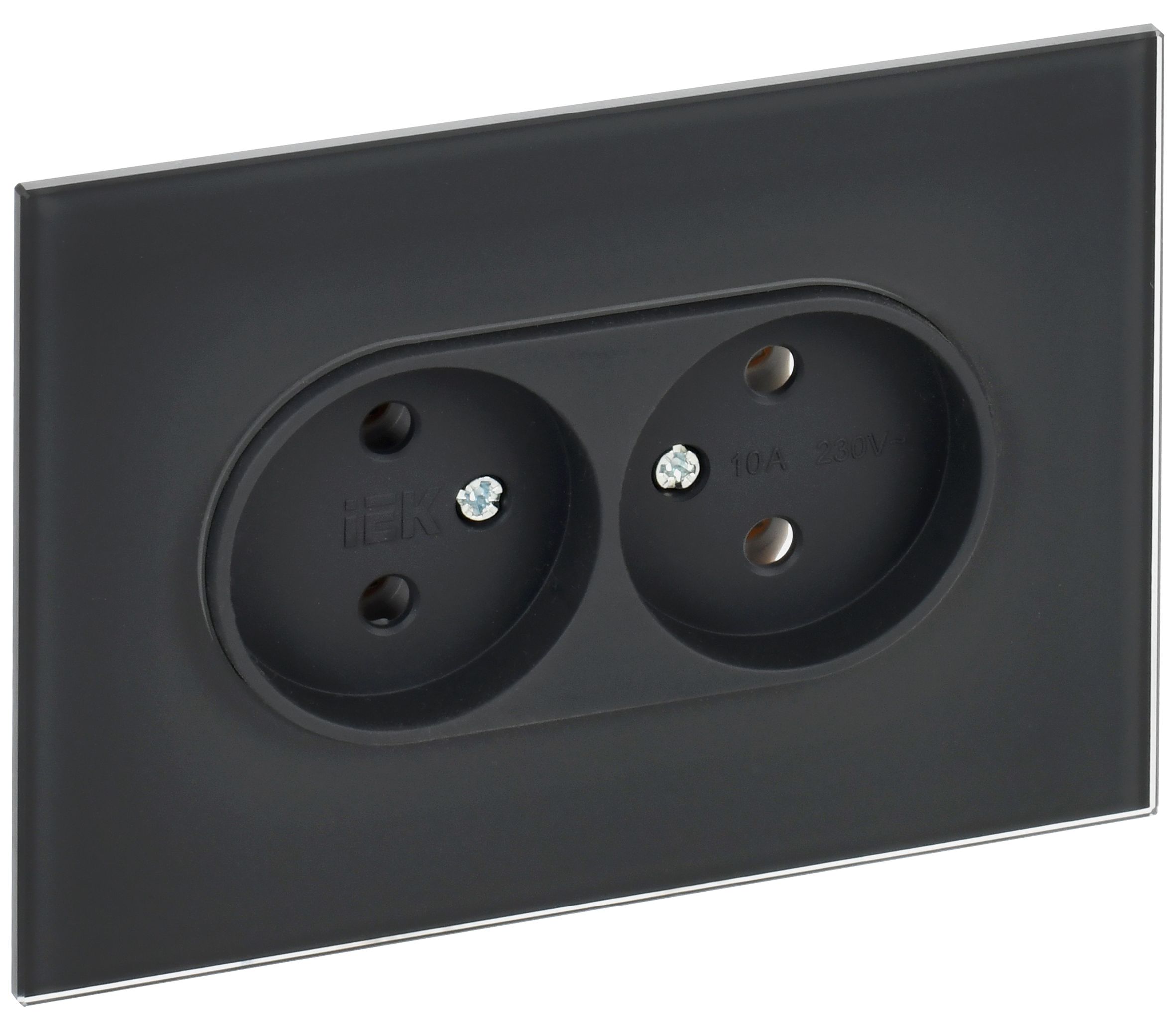 SKANDY Розетка 2-местная без заземления без защитных шторок для плоской вилки 10А SK-R03G графит IEK
