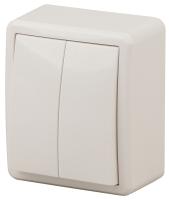 11-1204-02 ЭРА Выключатель двойной, 10АХ-250В, IP20, ОУ, Эра Эксперт, сл.кость (16/160/3200)