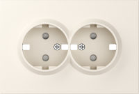 Накладка для розетки 2-й с заземлением, со шторками 16A 250 В~, матовый кремовый, серия A07